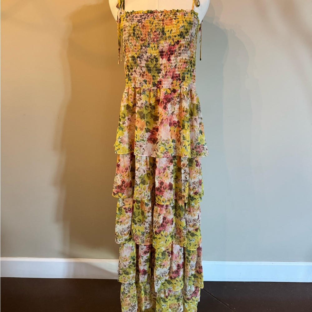 Socialite Watercolor Floral Smocked Dress